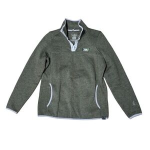 L.L. Bean Women's XS Green Fleece Pullover Sweater Snap Neck
